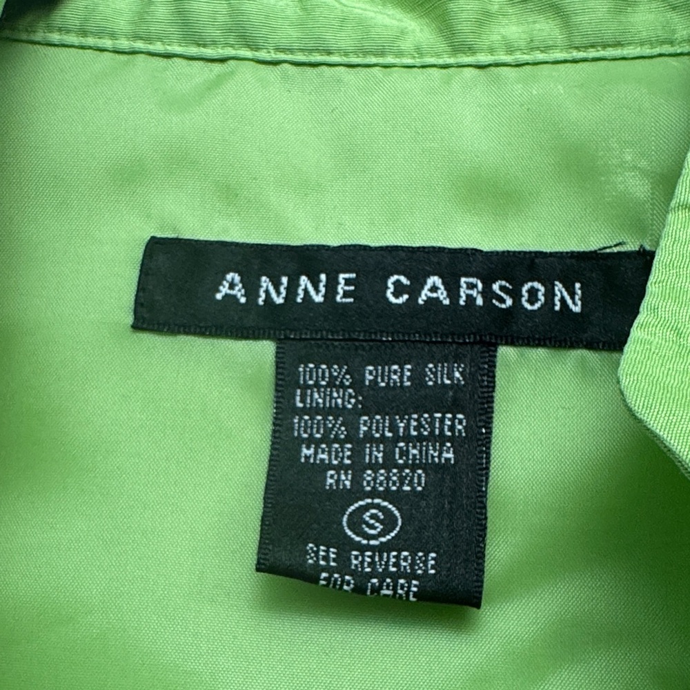Anne Carson 100% Silk Lime Green Sleeveless Wrap Blouse - Size S - Picture 2 of 8
